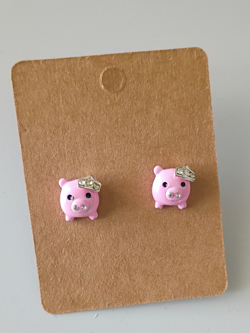 Piggy In A Bling Rhinestone Crown Or Tiara Post Earrings By Claire's